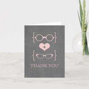 Remerciements Carte de remerciement avec lunettes geek roses et 