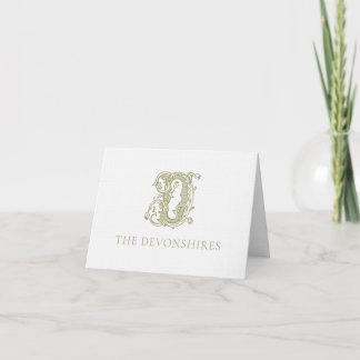 Remerciements Carte de remerciement avec monogramme « D » vert o