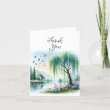Carte de remerciement avec paysage à l'aquarelle