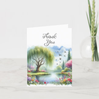 Remerciements Carte de remerciement avec paysage à l'aquarelle