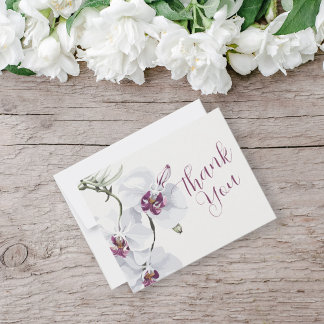 Remerciements Carte de remerciement avec peinture d'orchidées bl