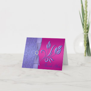 Remerciements Carte de remerciement avec ruban imprimé fuchsia e