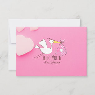 Remerciements Carte de remerciement Baby Boy Hello World Sebasti