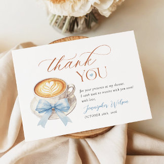 Remerciements Carte de remerciement Baby Shower Blue Bow Coffee