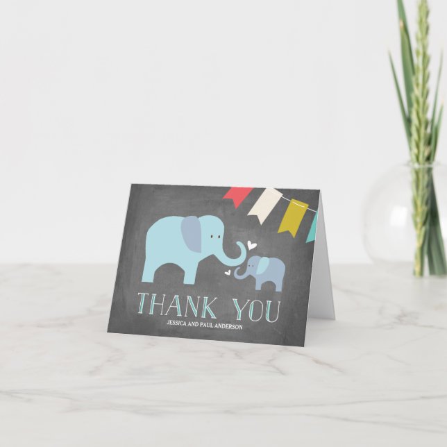 Remerciements Carte de remerciement bébé éléphant (Devant)