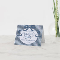 Carte de remerciement bébé en jean bleu à noeud Co