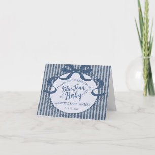 Remerciements Carte de remerciement bébé en jean bleu à noeud Co