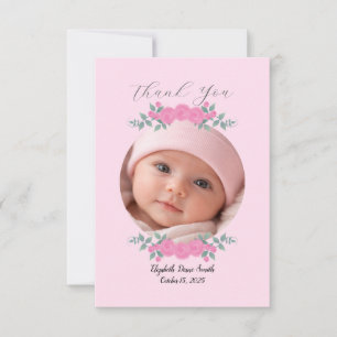 Remerciements Carte de remerciement bébé Fleurs roses personnali