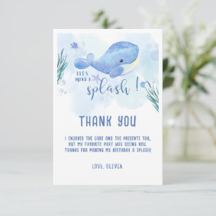 Remerciements Carte de remerciement bleu Tastique Baleine pour a