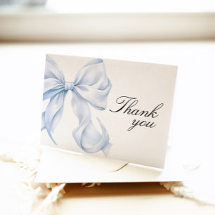 Remerciements Carte de remerciement Blue Coquette Bow Shower