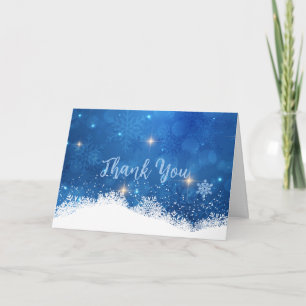Remerciements Carte de remerciement Blue Winter Wonderland Flo