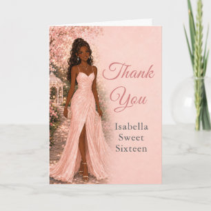 Remerciements Carte de remerciement Blush Pink Sweet 16 Descript
