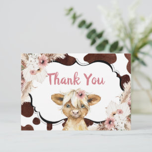 Remerciements Carte de remerciement Boho Rose Floral Vache des H