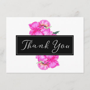 Remerciements Carte de remerciement Bouquet de pivoines à l'aqua