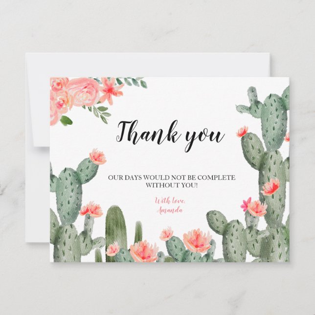 Remerciements Carte de remerciement Cactus de verdure (Devant)