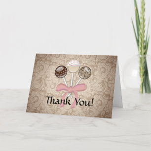 Remerciements Carte de remerciement Cake Pop au damas de cacao é