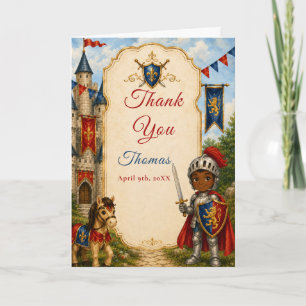 Remerciements Carte de remerciement Chevalier Médiéval 5ème anni