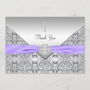 Remerciements Carte de remerciement chrétien élégant Croix Viole