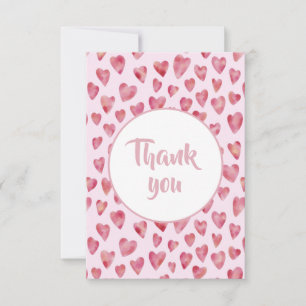 Remerciements Carte de remerciement Cœur aquarelle rose