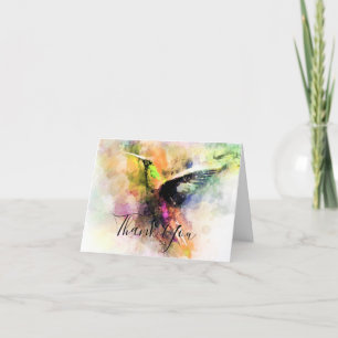 Remerciements Carte de remerciement colibri aquarelle
