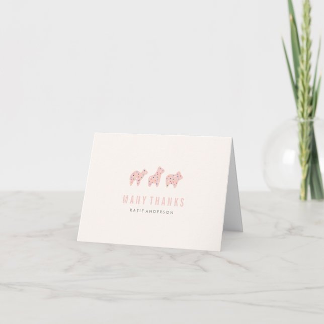 Remerciements Carte de remerciement Cookie Animal - Bubble Gum (Devant)