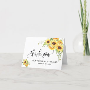 Remerciements Carte de remerciement country tournesols mariage p