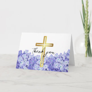 Remerciements Carte de remerciement cursive bleue avec bénédicti