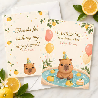 Remerciements Carte de remerciement d'anniversaire de capybara m