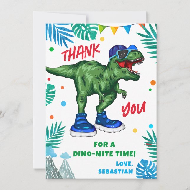 Remerciements Carte de remerciement d'anniversaire de dinosaure (Devant)
