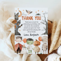 Carte de remerciement d'anniversaire Halloween eff