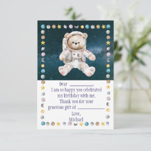 Remerciements Carte de remerciement d'anniversaire pour l'espace