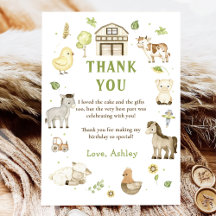 Carte de remerciement d'anniversaire sur le thème 