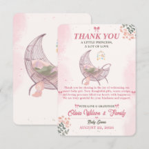 Carte de remerciement de Baby Shower Bohème Fille