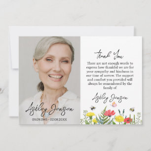 Remerciements Carte de remerciement de condoléances avec photo d