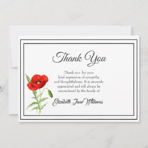 Remerciements Carte de remerciement de condoléances funéraires  