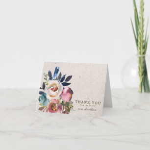Remerciements Carte de remerciement de douche rustique florale B
