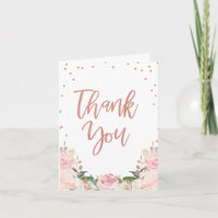 Carte de remerciement de Fête de Mariage en Or Ros