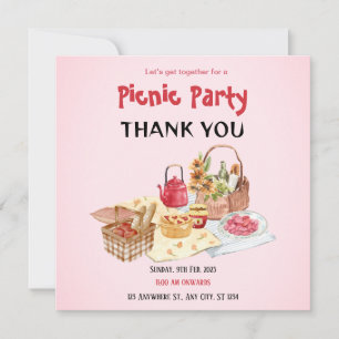 Remerciements Carte de remerciement de fête de pique-nique rose