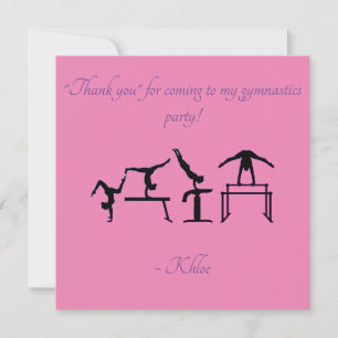 Remerciements Carte de remerciement de gymnastique rose et viole