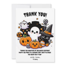 Carte de remerciement de Halloween Cute Boo pour a