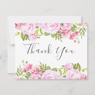Remerciements Carte de remerciement de jardin de roses de script