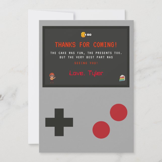Remerciements Carte de remerciement de jeu vidéo (Devant)