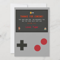 Carte de remerciement de jeu vidéo