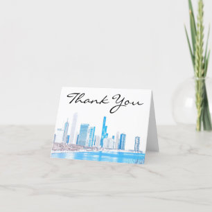 Remerciements Carte de remerciement de la skyline de Chicago en 