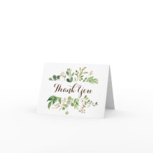 Carte de remerciement de mariage à cadre de verdur