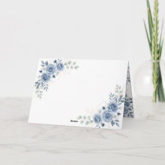 Remerciements Carte de remerciement de mariage à fleurs bleu pou