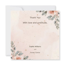Carte de remerciement de mariage à fleurs rose pâl