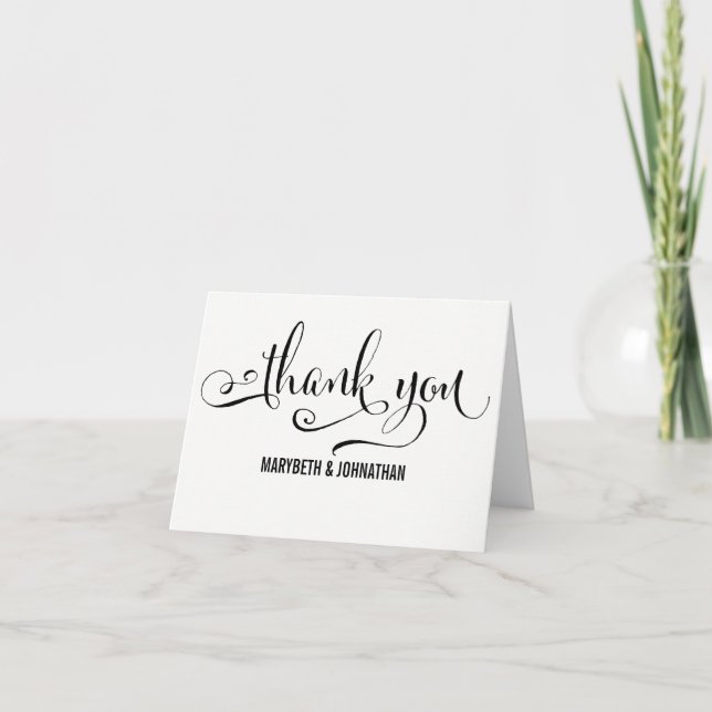 Remerciements Carte de remerciement de mariage à l'écriture Mode (Devant)