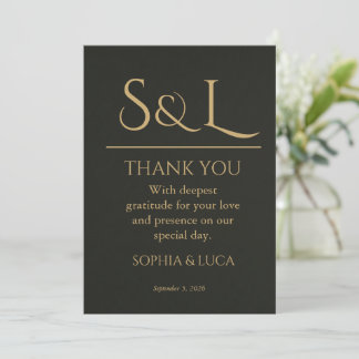 Remerciements Carte de remerciement de mariage à monogramme Dark
