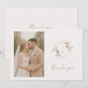 Remerciements Carte de remerciement de mariage à monogramme flor